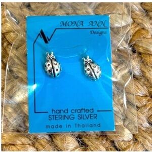 Sterling Silver NEW in package Ladybug Stud Earrings Pierced Ears Handcrafted